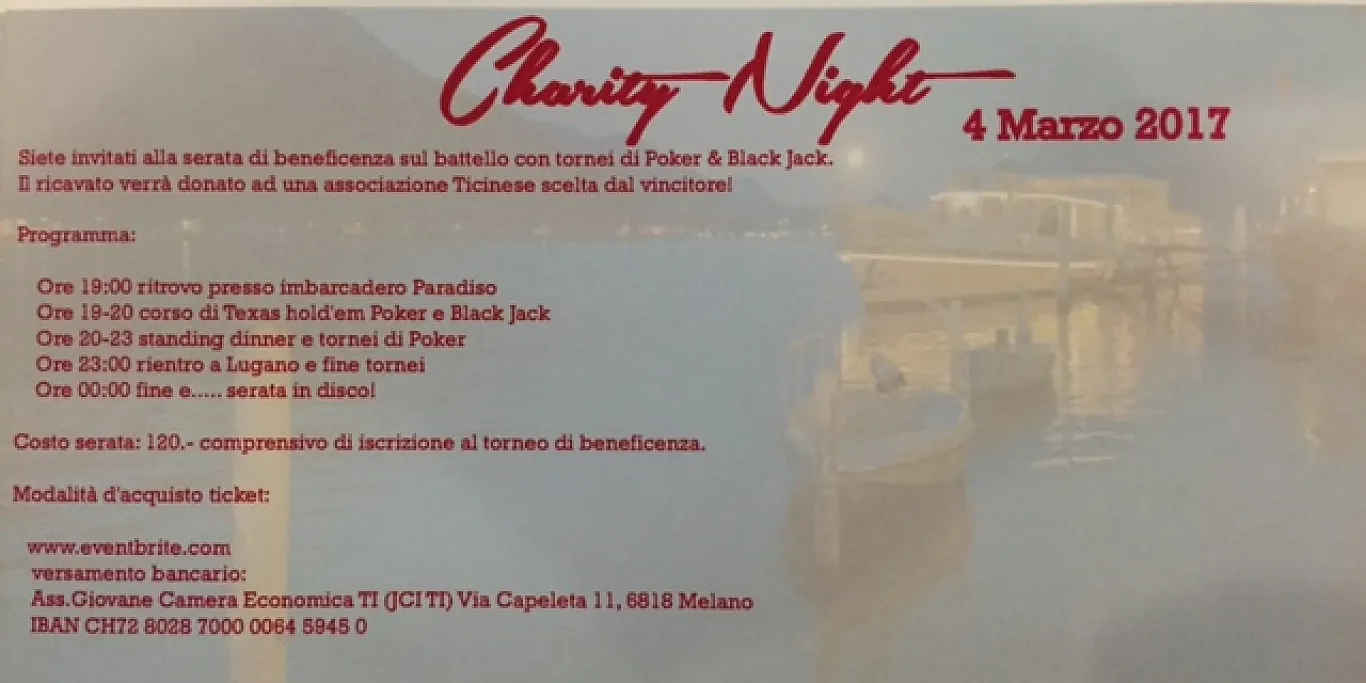 Poker Charity Night on the boat Lugano Lake Poker Charity Night on the boat Lugano Lake